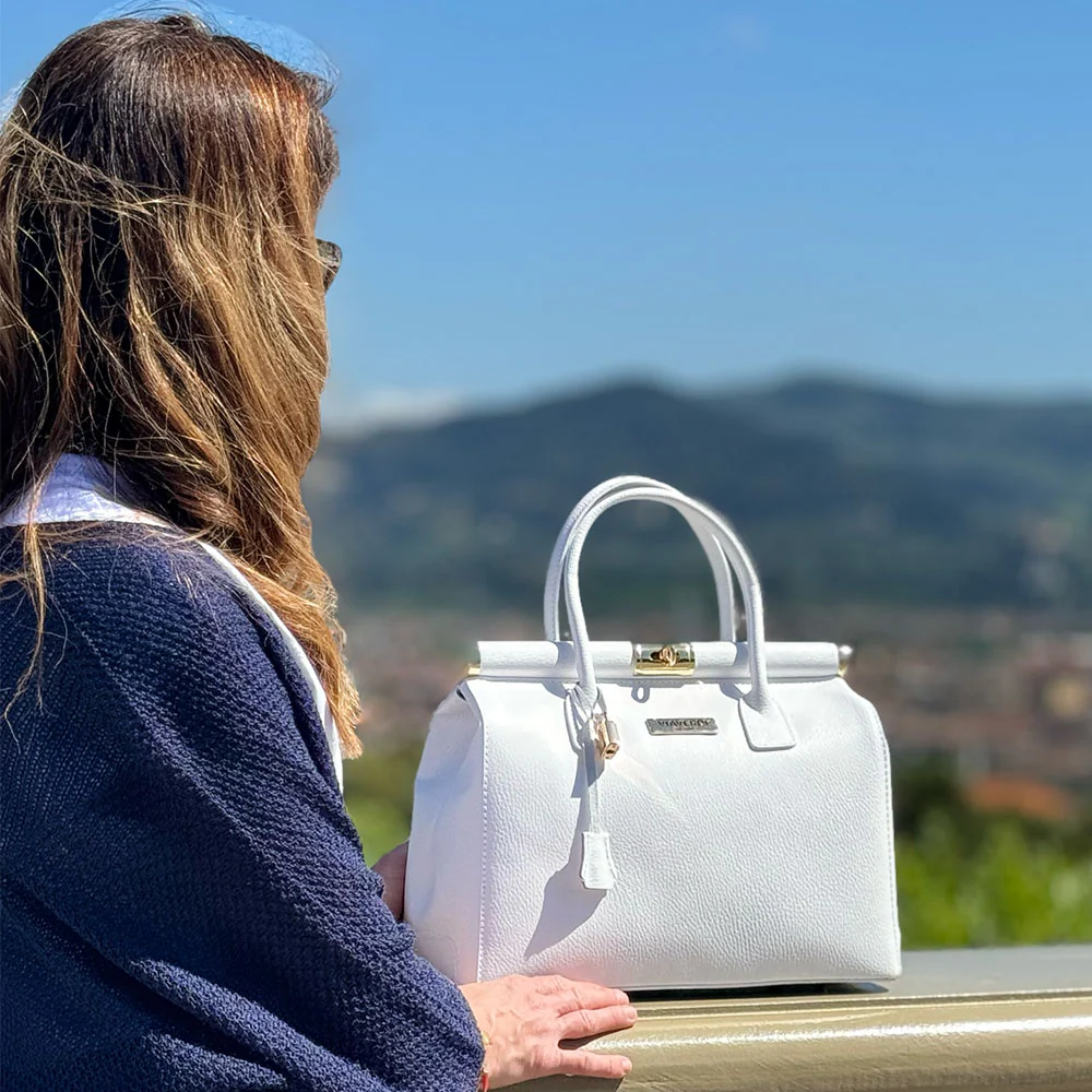 Borsa a Mano con Tracolla VIAVERDI in Pelle Grigio Scuro Made in Italy Linea Barga - Image 8
