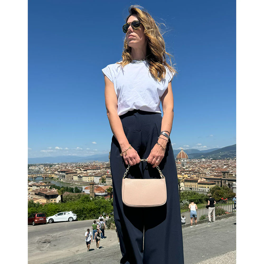 Borsa a Spalla in Pelle Bianca con Tracolla VIAVERDI Made in Italy - Image 8